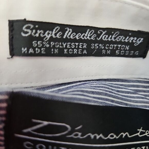 Damonte Couture Collection Men's dress Shirt 16.5  (Lg) gray white Vintage - Picture 8 of 10